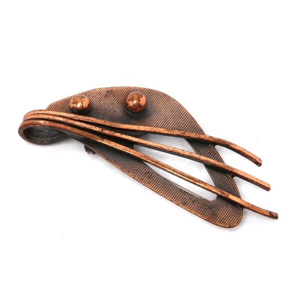 Vintage Abstract Copper Metal Brooch Decorative Pin Metallic Rake Ball Whimsical - Picture 6 of 6